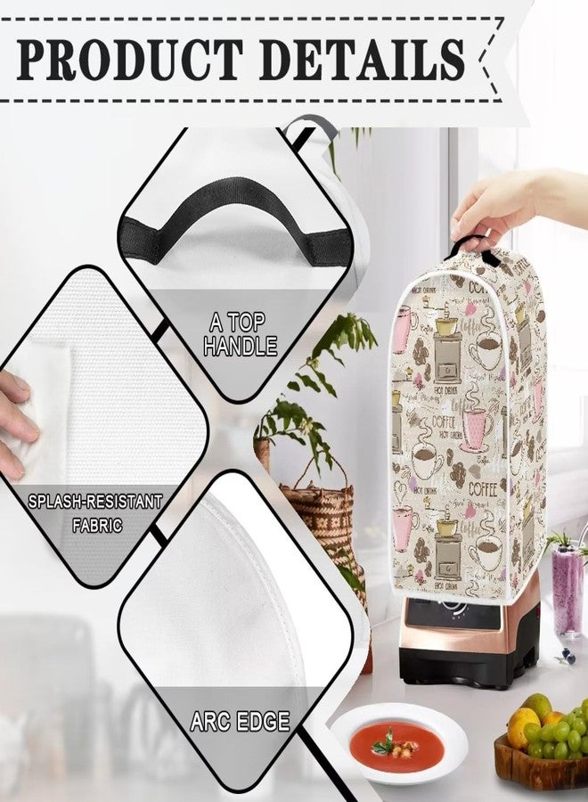 Talayituse Coffee Print Blender Dust Cover with Handle, Stand Mixer or Coffee Maker Appliance Cover Anti Fingerprint Dust Proof Stain Resistant Blender Cover for Home Kitchen - Image 5